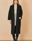 Yumi Black Knitted Maxi Cardigan With Pockets