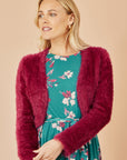 Yumi Burgundy Eyelash Knit Bolero