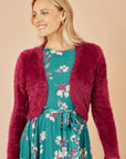Yumi Burgundy Eyelash Knit Bolero