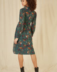 Yumi Recycled Green Fox Print Shirt Midi Dress