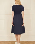 Yumi Navy Jersey Top and Cotton Midi Dress