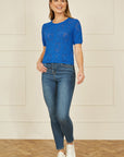 Yumi Blue Cotton Crochet Knitted Top