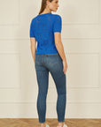 Yumi Blue Cotton Crochet Knitted Top