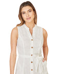 Yumi White Flower Broderie Anglaise Cotton Shirt Dress