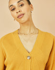 Yumi Mustard Relaxed Fit Cardigan With Stitch Detail