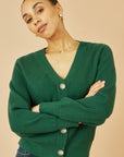Yumi Green Relaxed Fit Cardigan With Stitch Detail