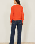 Yumi Orange Relaxed Fit Cardigan With Stitch Detail