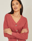 Yumi Rose Pink Relaxed Fit Cardigan With Stitch Detail