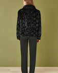 Yumi Black Luxe Textured Faux Fur Jacket With Pockets