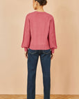 Yumi Pink Relaxed Fit Cable Cardigan