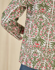 Yumi Pink Floral Print Reversible Cotton Quilted Jacket