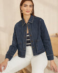 Yumi Blue Denim Jacket With Patch Pockets