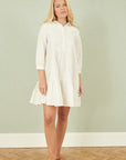 Yumi White Cotton Flower Tunic Dress