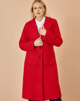 Yumi Red Boucle Long Line Coat