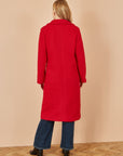 Yumi Red Boucle Long Line Coat