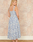 Yumi Blue Floral Broderie Anglaise Midi Sun Dress