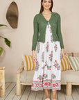 Yumi Green Crochet Tie Front Cardigan
