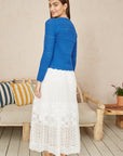 Yumi Blue Crochet Tie Front Cardigan