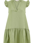 Yumi Green Double Cotton Tunic With Frill Sleeves
