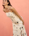 Yumi Ivory Mystic Print Midi Sundress