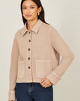 Yumi Beige Canvas Jacket With Patch Pockets
