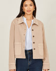 Yumi Beige Canvas Jacket With Patch Pockets