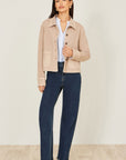 Yumi Beige Canvas Jacket With Patch Pockets