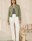 Yumi Green Stretch Cotton Denim Jacket