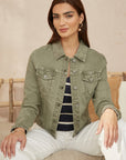 Yumi Green Stretch Cotton Denim Jacket