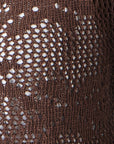 Yumi Brown Flower Crochet Button Up Cardigan