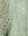 Yumi Green Crochet Edge To Edge 3/4 Sleeve Cardigan