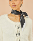 Yumi Ivory Eyelash Fluffy Knit Bolero With Tie Front