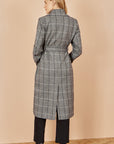 Yumi Grey Check Oversize Long Biker Coat