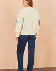 Yumi Ivory Knitted Flower Applique Cardigan