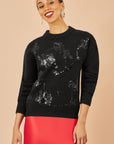 Yumi Black Relaxed Knitted Jumper With Sequin Detail