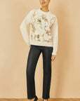 Yumi Cream Relaxed Knitted Jumper With Sequin Detail