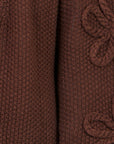 Yumi Brown Cardigan With Flower Detail Sleeves