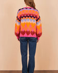 Yumi Pink Tie Front Heart Intarsia Cardigan