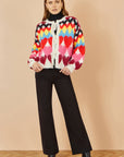 Yumi Multicolour Tie Front Heart Intarsia Cardigan