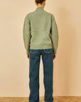 Yumi Green Knitted High Neck Jumper With Applique Flowers