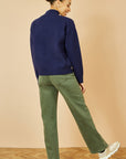 Yumi Navy Knitted High Neck Jumper With Applique Flowers