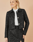 Yumi Black Boucle Sequin Mini Skirt