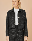 Yumi Black Boucle Sequin Mini Skirt