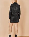 Yumi Black Boucle Sequin Mini Skirt