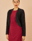 Yumi Black Metallic Fluffy Eyelash Bolero