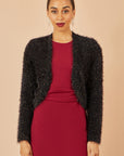 Yumi Black Metallic Fluffy Eyelash Bolero