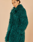 Yumi Teal Luxe Long Hair Fur Coat
