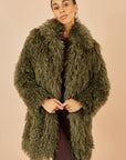 Yumi Green Luxe Long Hair Fur Coat