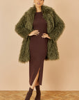 Yumi Green Luxe Long Hair Fur Coat