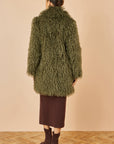 Yumi Green Luxe Long Hair Fur Coat